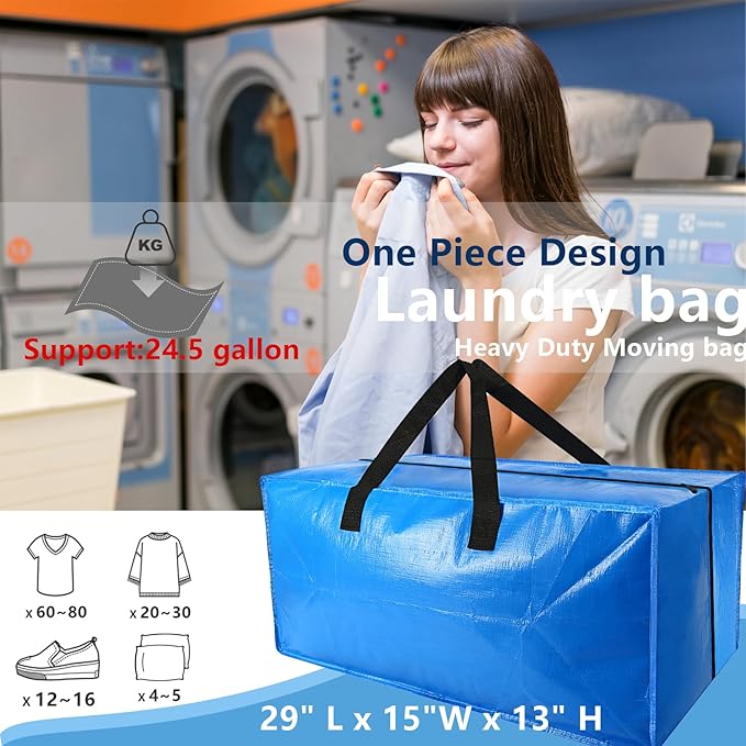 8 Pack Heavy Duty Extra Large Moving Bags Storage Tote - Image 4