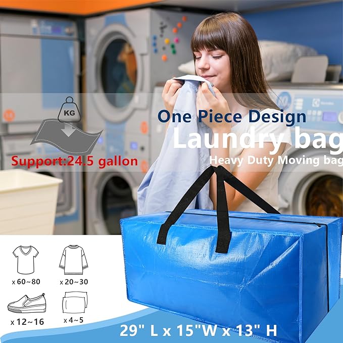 2 Pack Heavy Duty Extra Large Moving Bags Storage Tote - Image 4