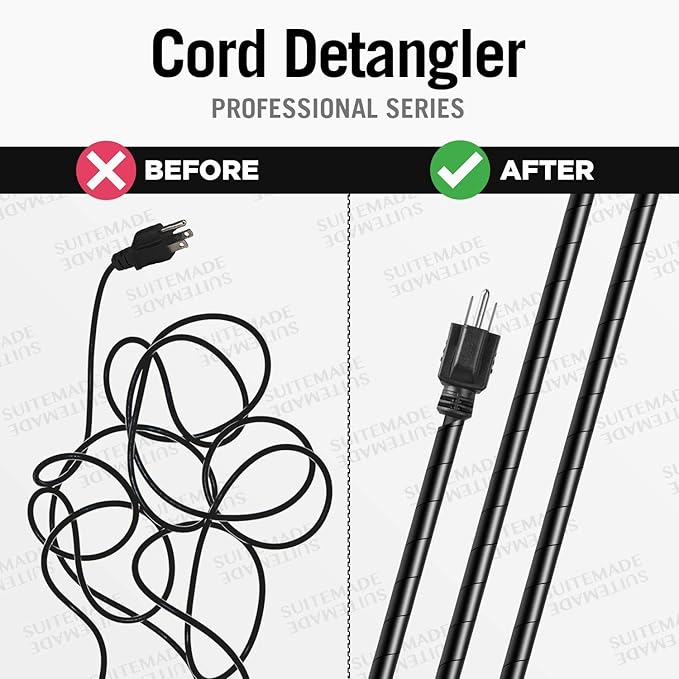 CORD DETANGLER for Clippers, Curling Irons, Hair Straighteners & Blow Dryers (10-Feet, Black)