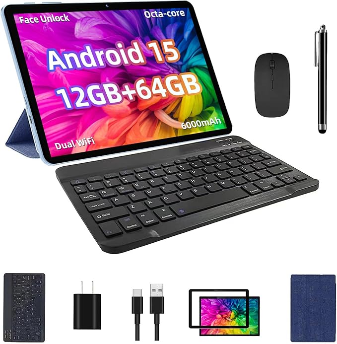 2025 Android 15 Tablet, 12GB+64GB+1TB Expand, 10 Tablet Productivity Bundle by TUOHAITIMEAndroid15Tablet