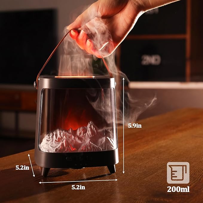 Essential Oil Diffuser for Home, Bedroom Humidifiers, Air Scent Aroma Aromatherapy Ultrasonic Machine Timer Small Mini difusor de Aromas para casa Living Room Office Decor Gifts Fireplace Aurora