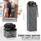 Collapsible Water Bottles 20.6oz Foldable Water Bottle BPA Free Reusable - Image 3