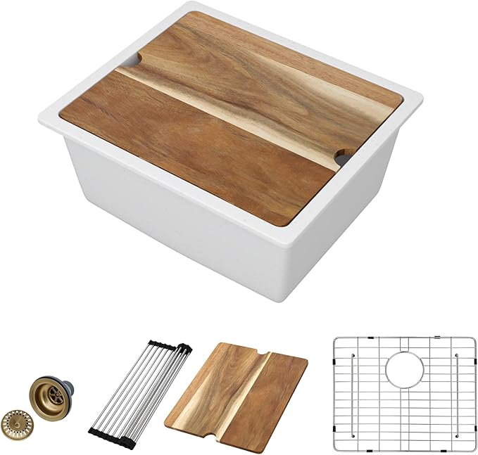 21 Inch White Granite Composite Bar Sink 21x18 Single Bowl Granite Composite by DONSDEY