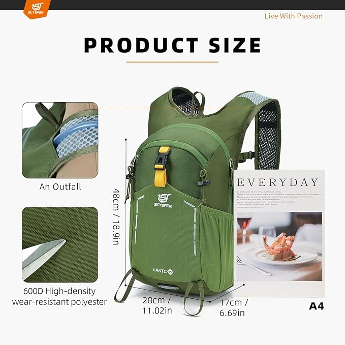 SKYSPER Small Hiking Backpack - 25L Travel Daypack Lightweight Bag Water - Image 5
