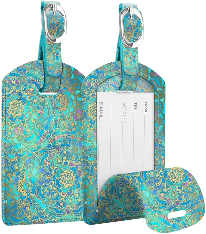 FINTIE 2 Pack Luggage Tags, Leather Name ID Labels by Fintie