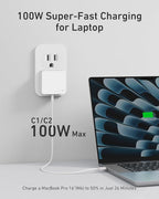 Nekmit 100W Flat USB C Charger Block, 3-Port GaN Fast Wall Charger, USB C Wall - Image 2