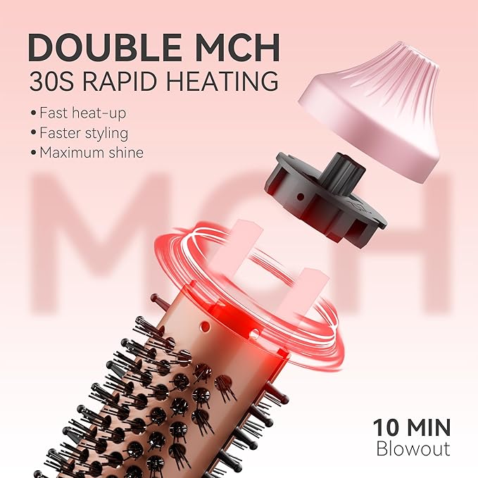 Thermal Brush, MINI & Tiny 1 Inch Ionic Curling Brush for Shiny Hair, Tourmaline Ceramic Ionic Curling Iron Brush for Short to Medium Hair, Adjustable Temperature, Dual Voltage, Compact-Size