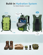 ECOHUB Small Hiking Backpack for Men Women, 20L Lightweight Travel Backpacks - Image 4