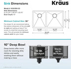 KRAUS Standart Pro 33 -inch Undermount 60/40 Double Bowl 16 Gauge Stainless - Image 3