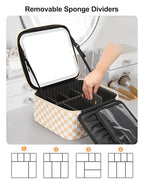 Relavel Travel Makeup Bag With LED Mirror, Cosmetic Train Case with Light up - Image 3