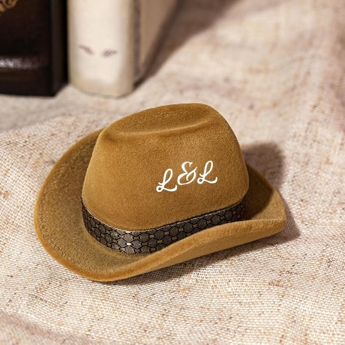 Custom Vintage Brown Cowboy Hat Jewelry Box - Image 5
