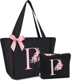 Vavabox Tote Bag, A-Z Initial Monogrammed Waterproof Tote Bag, Bridesmaid Gifts by Vavabox