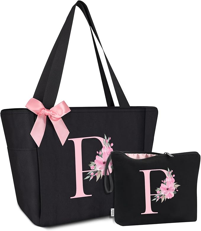 Vavabox Tote Bag, A-Z Initial Monogrammed Waterproof Tote Bag, Bridesmaid Gifts by Vavabox