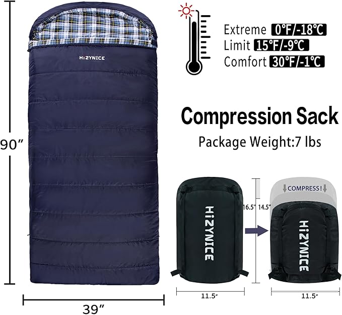 0 Degree Sleeping Bag 100% Cotton Flannel XXL - Image 2