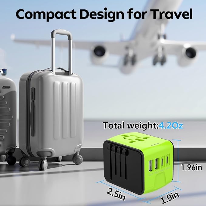 JMFONE International Travel Adapter 2 USB-C & 2 USB-A Ports and Multi AC Sockets - Image 8