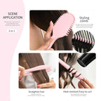New Multifunctional Curly Hair Cushion Comb, 1Pc Oval New Air Cushion Comb WithHandle, Define Styling Brush,DetanglingHair Brush, Professional Hairstyle Comb, BouncingHair Brush (White Pink)