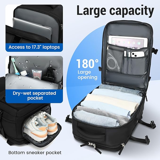 Expandable Travel Backpack Women Men, Carry On Backpack - Image 4