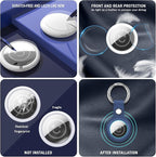 RFUNGUANGO Airtags Holder Keychain Keyring, 4 Pack Leather Case Cover - Image 5