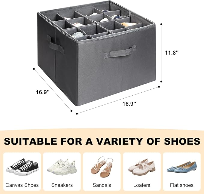 Shoe Organizer for Closet, Foldable Shoe Storage Bins - Image 4