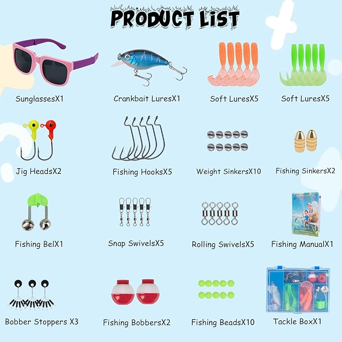 Kids Fishing Pole Set, Telescopic Fishing Rod Reel Combo Kids Starter Kit - Image 3