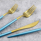 Gugrida Blue Handle Matte Gold Silverware Set - Image 5