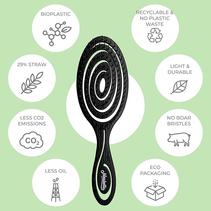 Ninabella Spiral Hairbrush - Detangle Hair Brush - For Brushing Wet or Blow Dry Hair - Detangler Vent Brush - Neon Pink