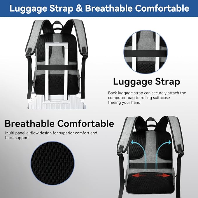 Voova Travel Laptop Backpack, Business Work Laptop Backpack - Image 5