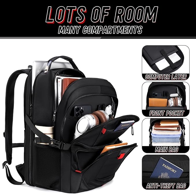 Z-MGKISS 18.4 Large Travel Backpack, USB Computer Bagpack Fits 18.4 Inch Laptop - Image 3