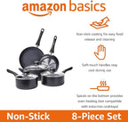 Amazon Basics Non Stick Kitchen Cookware 8-Piece Set, Non-Induction, Includes - Image 2