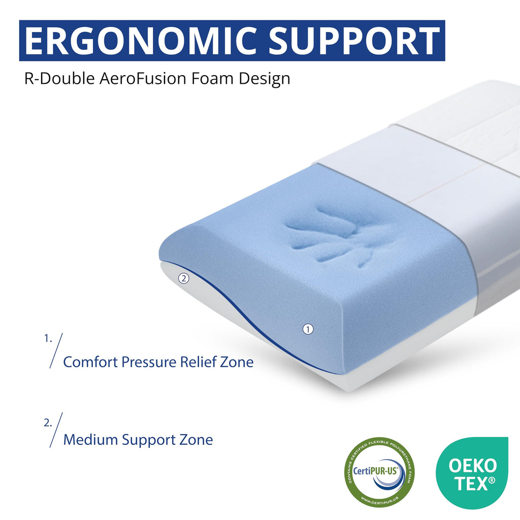 Cooling Memory Foam Pillow for Neck Pain Relief (26x16x5")