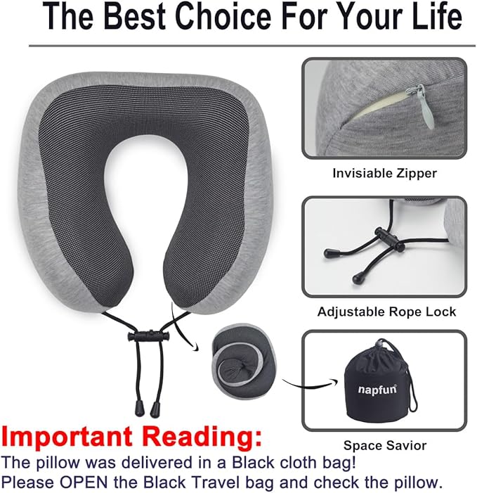 napfun Neck Pillow for Traveling, Travel Neck Pillow for Airplane 100% Pure - Image 5
