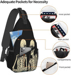 SUPLUCHOM Sling Bag Funny Skeleton Hiking Daypack Crossbody Shoulder Backpack - Image 4