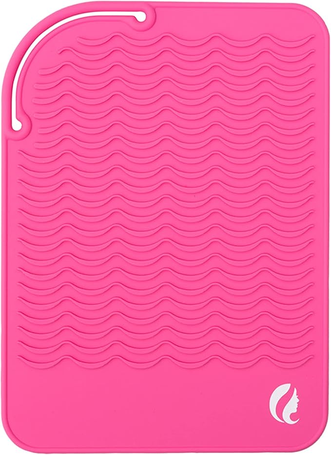 CaliCapelli Professional Heat Resistant Styling Silicone Mat for All Hair Irons, Curling Iron, Straightener Pad, Iron Flat Hair, Hair Tools Appliances Hair Dryer Salon Tools Hair Stylist (Pink)