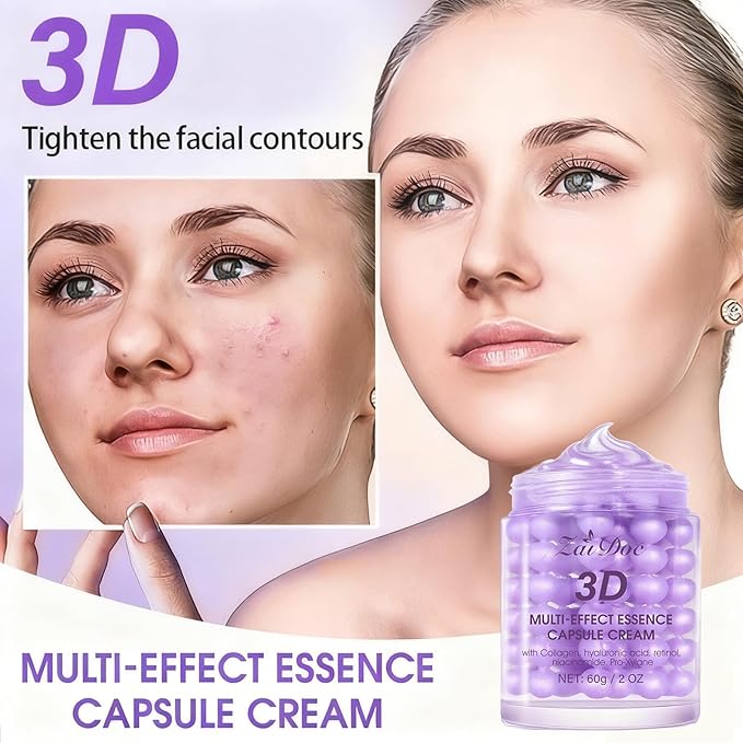 2Packs Essence Capsule Cream, for Firms, Lifts, Smooths Skin, Multi-Effect Anti-Aging Moisturizer with Collagen, Hyaluronic Acid, 2 oz