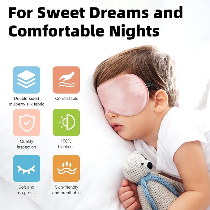 Silk Sleep Eye Mask for Kids, 100% Real Natural Pure Silk Sleeping Masks - Image 4