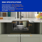 Dcolora 18 Inch Quartz Composite Black Wet Bar Sink Undermount Small Prep - Image 6