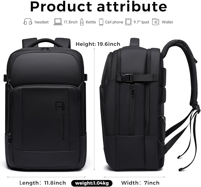 Travel Backpack for Men, 17.3 Inches Business Laptop Backpack Water-Resistant - Image 5