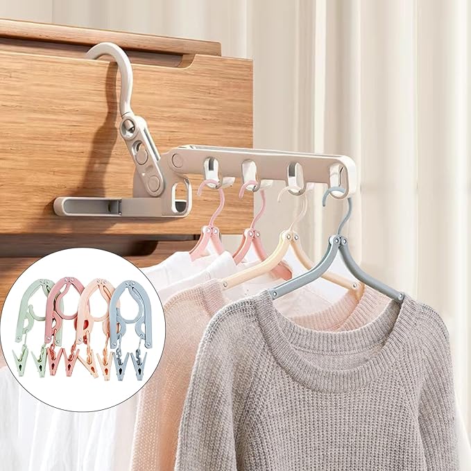 Portable Foldable Clothes Hanger, Plastic Travel Foldable Coat Hangers Clothes by Moxuercty