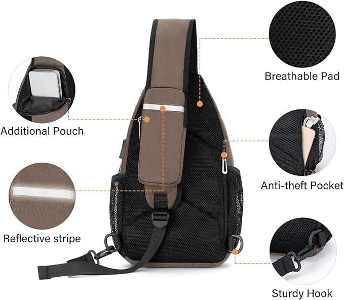 MOSISO Sling Backpack Bag, Crossbody Shoulder Bag Travel Hiking Daypack Chest - Image 4