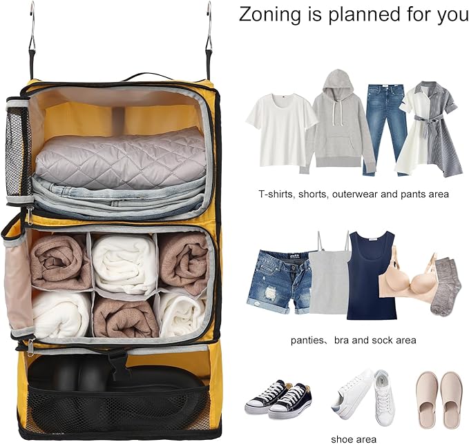 TABITORA Travel Portable Hanging Shelves Closet Organizer Packing Luggage - Image 4