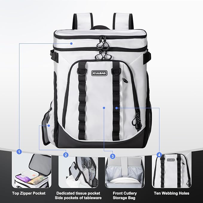 Beach Cooler Backpack for Men 36cans Insulated Backpack Cooler Lunch Bag for - Image 4