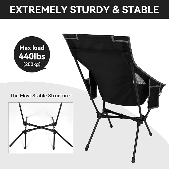 Portable High Back Camping Chair, Support Heavy Duty 440 lbs, Lightweight - Image 4