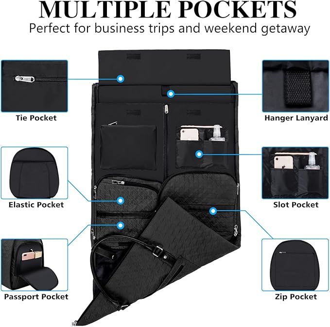 Garment Bag for Travel With Toiletry Bag Convertible Carry On Weekender Bag - Image 2