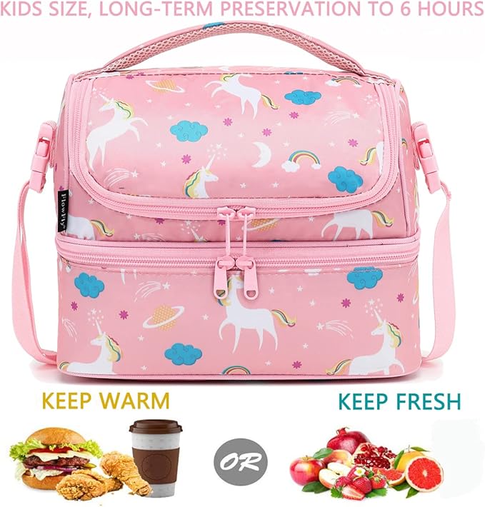 FlowFly Kids Double Decker Cooler Insulated Lunch Bag Large Tote - Image 2