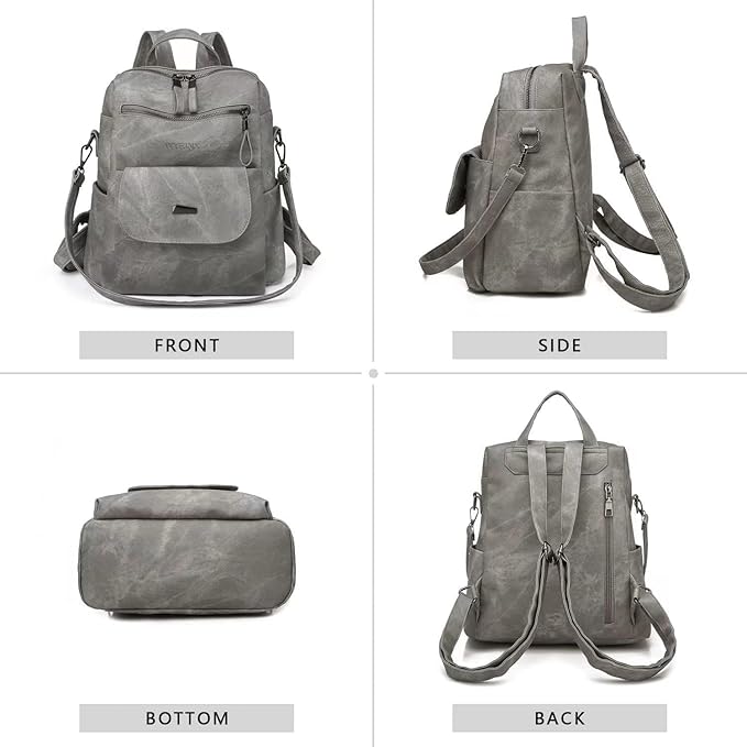 PU Leather Backpack Purse for Women Fashion Multipurpose Design Handbag Ladies - Image 3