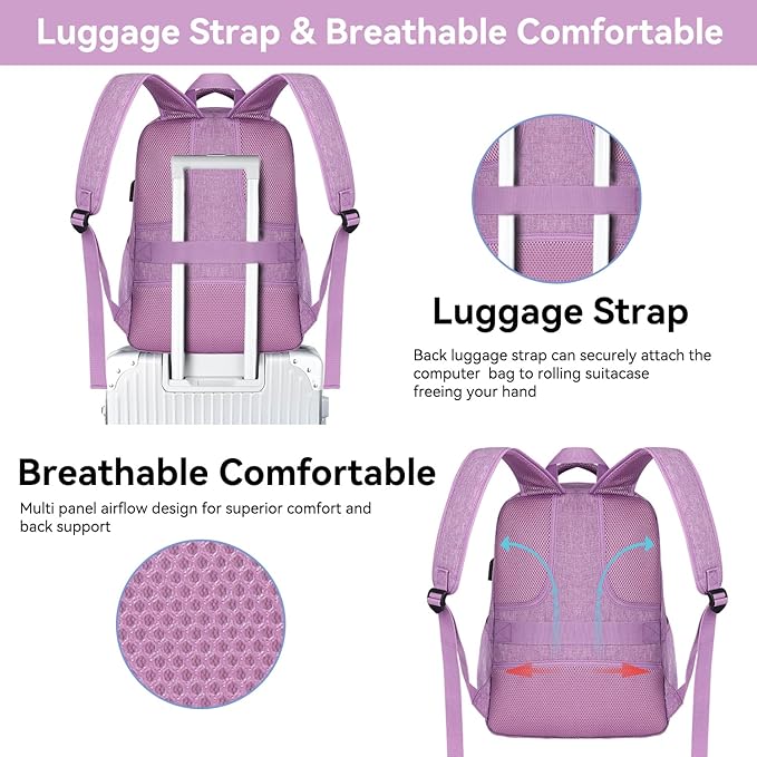 Voova Travel Laptop Backpack, Business Work Laptop Backpack - Image 5