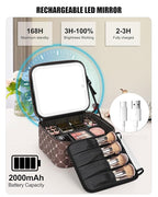 Relavel Travel Makeup Bag With LED Mirror, Portable Cosmetic Organizer Bag with - Image 7