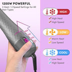 Longyu 3 in 1 Hair Dryer Brush Straightener 1200W Negative Ionic Hot Air Brush One Step Blow Dryer and Styler for Straightening Drying Smoothing (Gray)