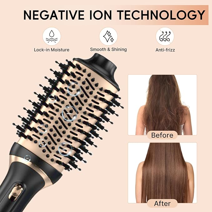 Hair Dryer Brush Set, Multifunctional Hot Air Brush for Salon Blowouts, Negative Ion Technology & Quick Drying, Shiny and Less Frizz, Black Orange