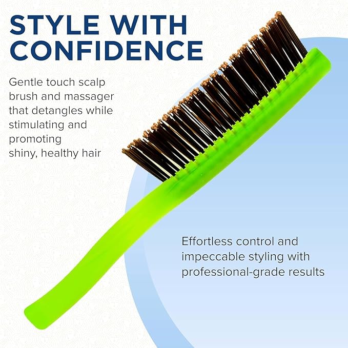Giorgio GIO1 Gentle Hair Brush Dresser Size. Wet & Dry Pro Hair Brush Detangler. Soft for Sensitive Scalp. Good For Men Women & Kids All hair lengths. Durable and Anti-Static. (Set, Green)